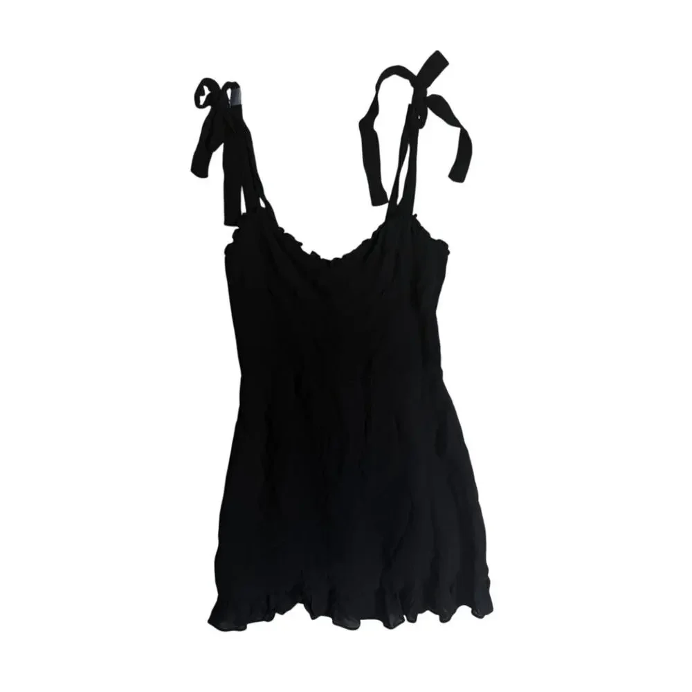 Reformation Christine Sweetheart Tie Ruffle Mini Dress Coquette 6 - Picture 1 of 6